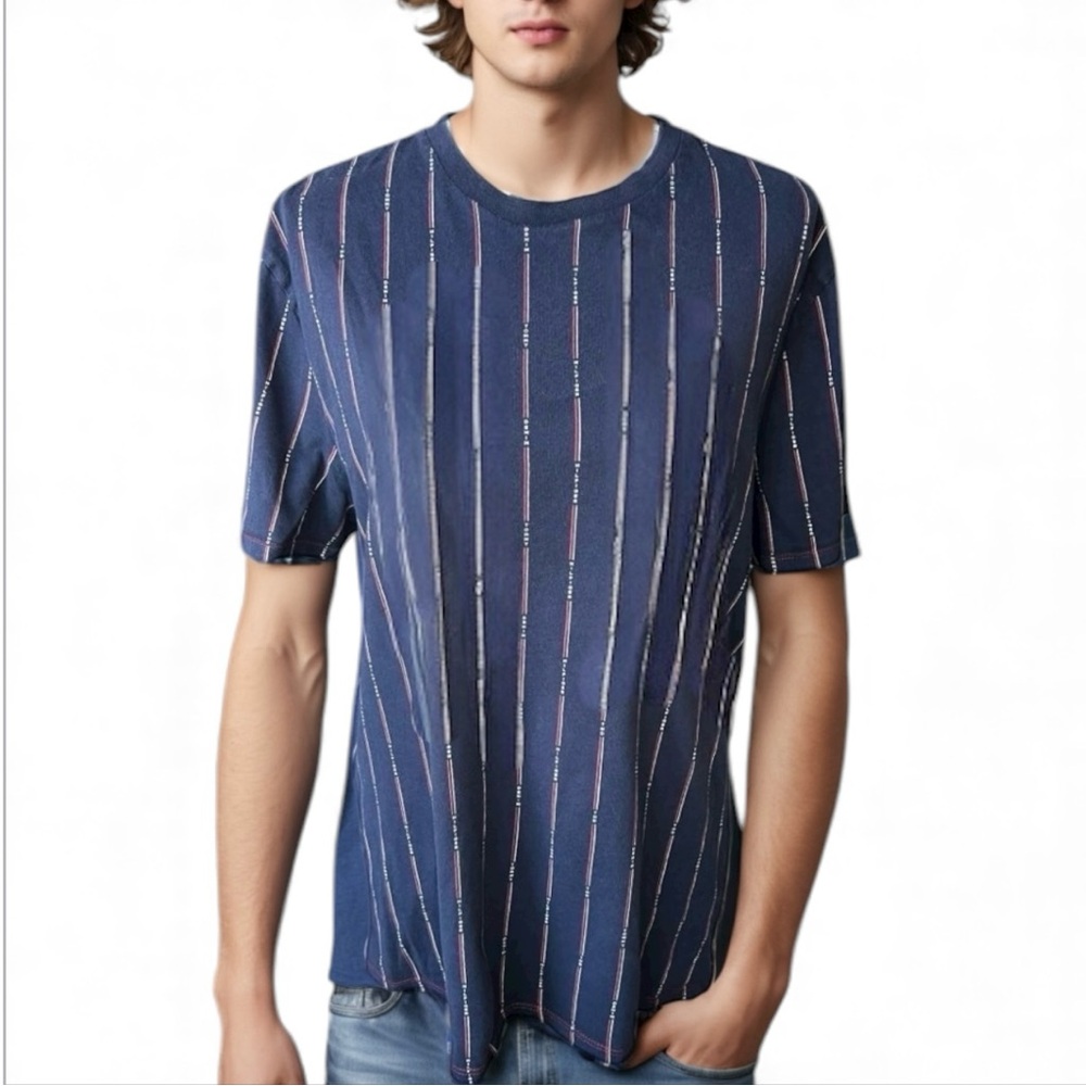 Tommy Hilfiger denim Blue Striped Shirt baseball casual streetwear unisex Y2K